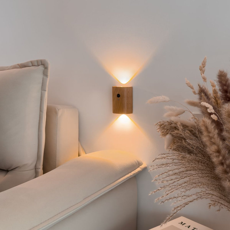 Manufactured Wood LED Flush Mounted Sconce, Natural