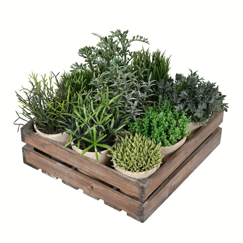 Ensemble de 9 plantes de jardin artificielles en pot