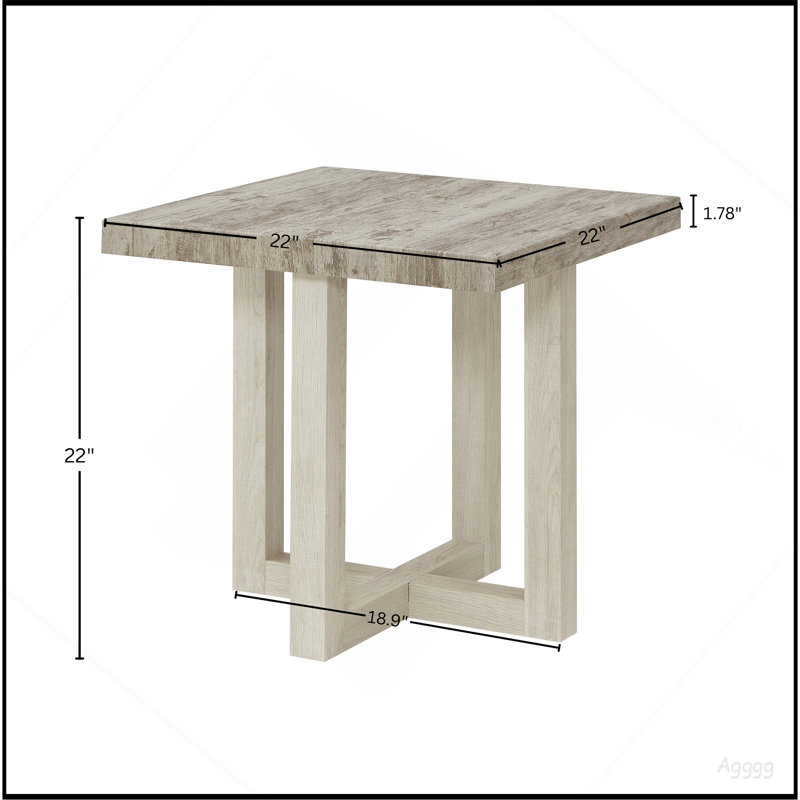 Table de bout contemporaine Luno, gris vieilli et beige, Gris patiné, Multi