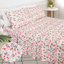 Ensemble de draps 100% coton avec poches profondes, draps en percale douillette avec ensemble de literie et de taies d'oreiller 4 pièces, Blush Floral-398994221-303284167