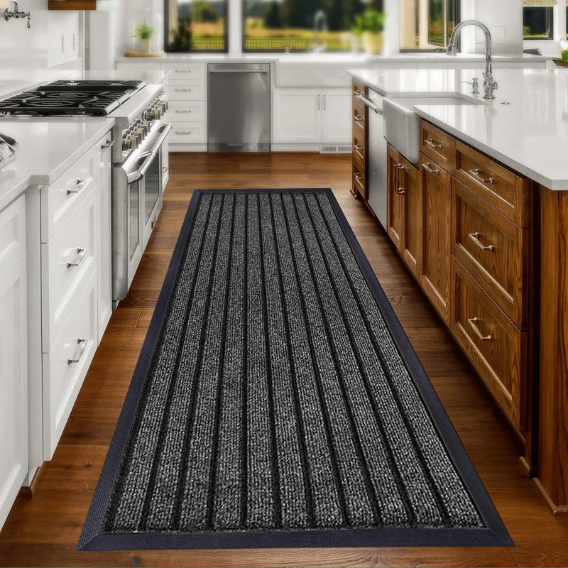 Kissy Non-Slip Doormat, 80cm W x 300cm L, Grey