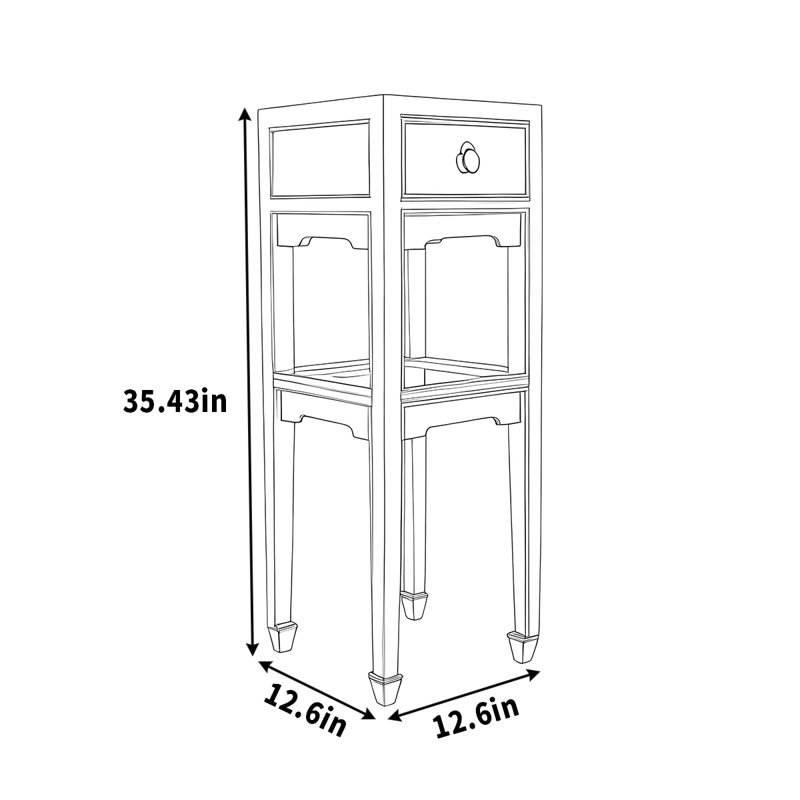 Rangement à double tiroirs en bois massif, Vert