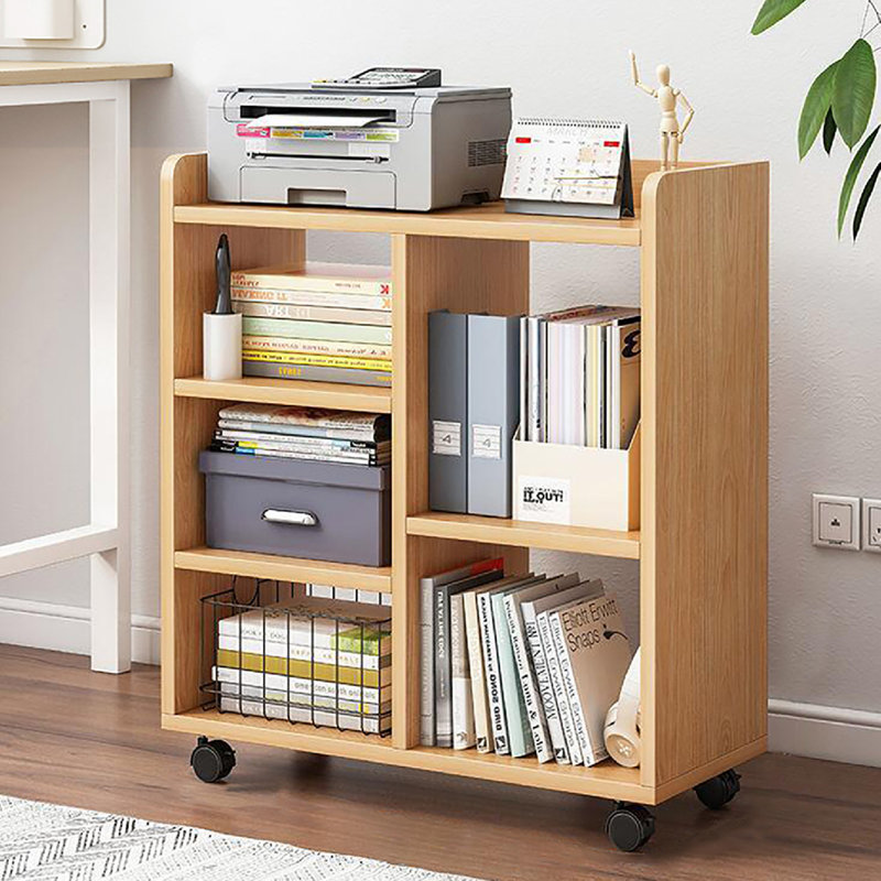 Organisateur de bureau en bois avec roulettes verrouillables Killaen, Hévéa