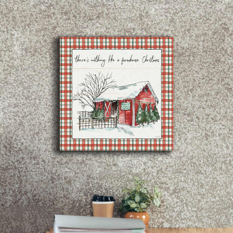  «Holiday On The Farm 4 Plaid» par Anne Tavoletti, art mural sur toile, 18 po x 18 po, H 18 po x l 18 po
