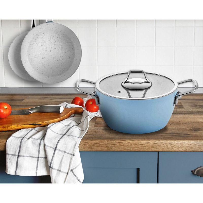 Belfry Kitchen Kyla 2L Non-Stick 100% ALUMINIUM Standard Pot, 20 cm, Blue