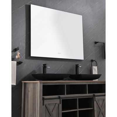Miroir de salle de bain 48 po x 36 po à DEL avec anti-brouillard