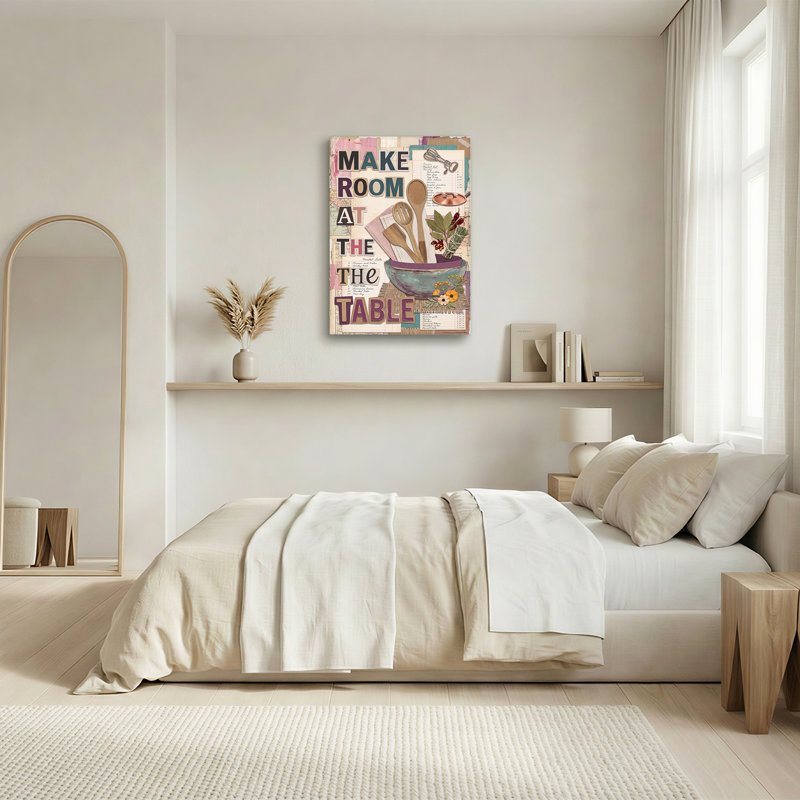 «Make Room At The Table», art rétro sur toile, collage de cuisine, 36"H x 24"W