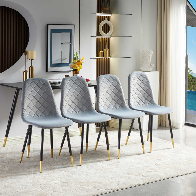 Rosa Velvet Upholstered Side Chair, Gray