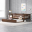 Lit de jour simple en bois massif avec lit gigogne et garde-corps-129225238