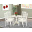 L'ensemble de 5 pièces pour salle à manger pour 4 personnes comprend une table de salle à manger ronde avec Dropleaf et 4 chaises rembourrées en tissu de lin, 42 x 42 pouces, blanc lin-134473471-216639627