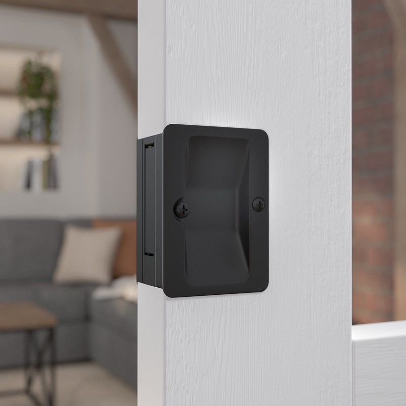 Rectangular Pocket Door Hardware, Black