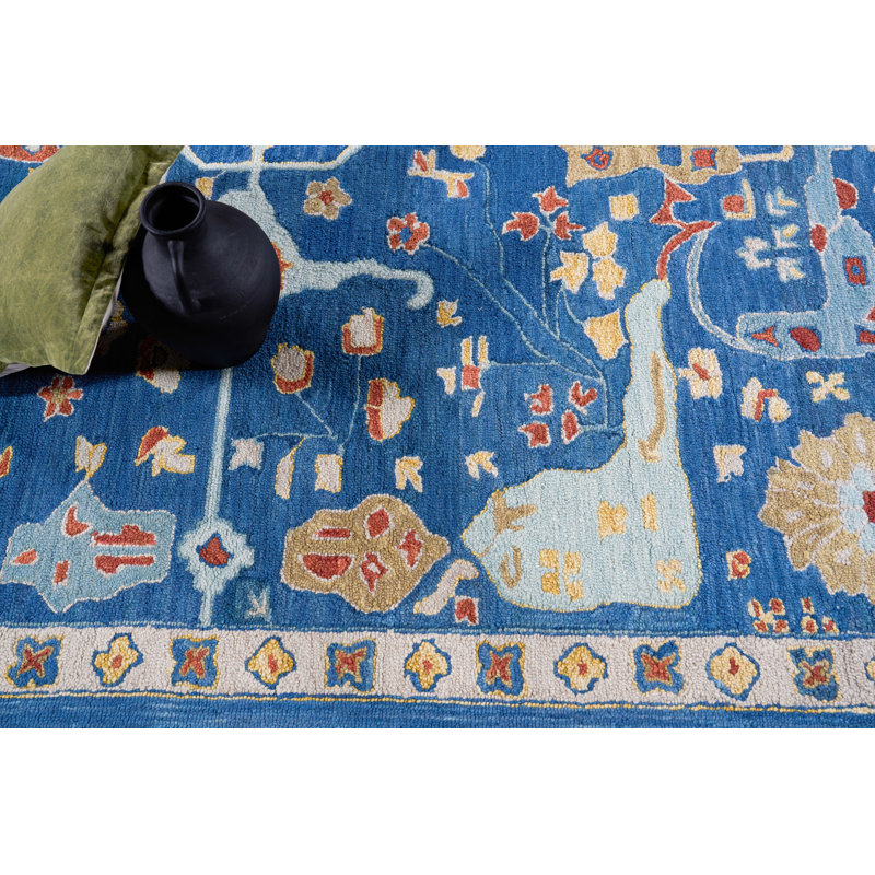 Hamilton hand-tufted New Zealand Wool Navy/Multi Area Rug, Rectangle 12' x 15', Navy