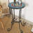 Patio Side Table With Shelf,Blue+Black