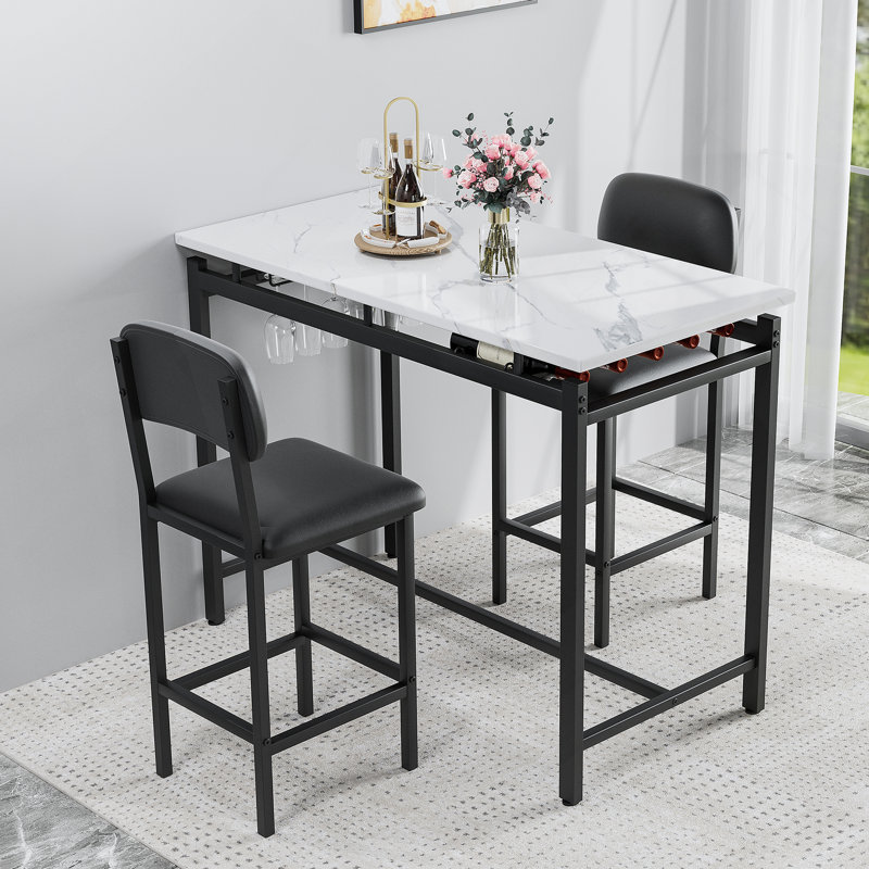 Ensemble de table de salle à manger 3 pièces, avec table fixe