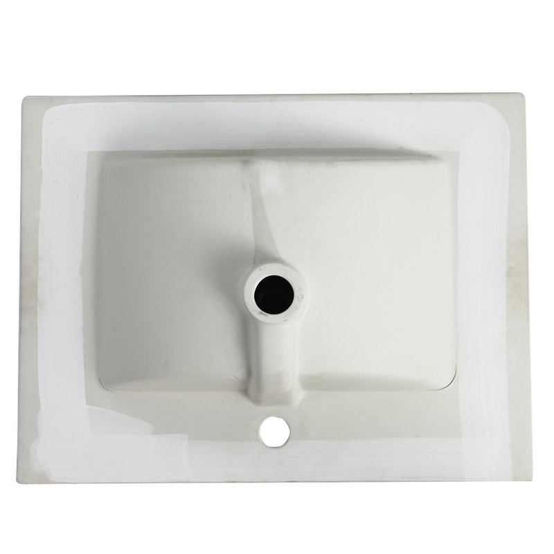 Comptoir de meuble-lavabo blanc brillant 24 po pour la salle de bain - lavabo en céramique seulement, P 24 po x l 18,3 po H 6,7 po, comptoir épais 0,81 po, profondeur de l'évier interne 4,72 po