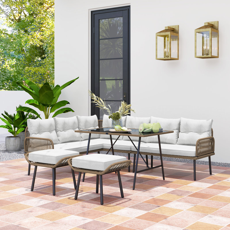 Rattan Sofa Set, Cream