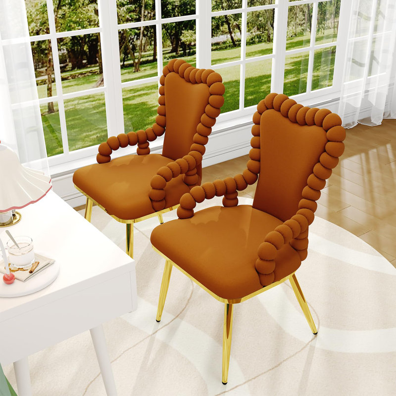 Chaises de salle à manger en velours, chaises rembourrées en velours avec pieds en métal doré, fauteuils modernes avec dossier incurvé