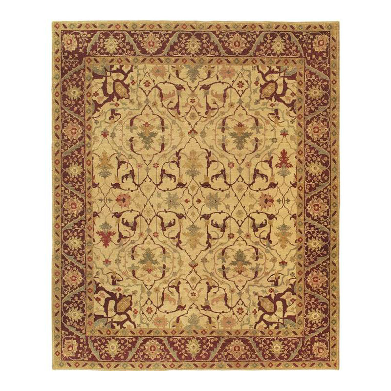 Samarkand Wool Oriental Area Rug in Beige/Red, Rectangle 8' x 10'