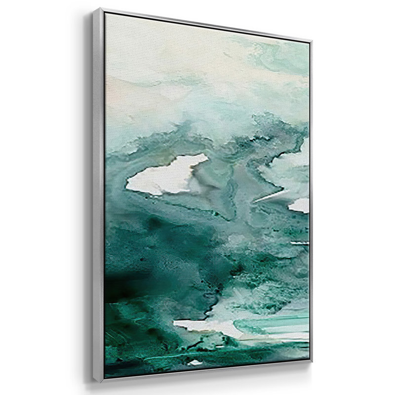 Sea Foam Flow I - Toile encadrée multi-pièces, H 24 po x l 48 po, Encadrement argenté