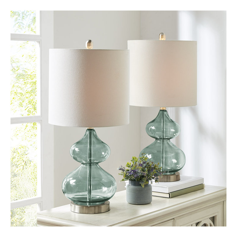 Ensemble de 2 lampes de table Ellipse, Bleu / Argent
