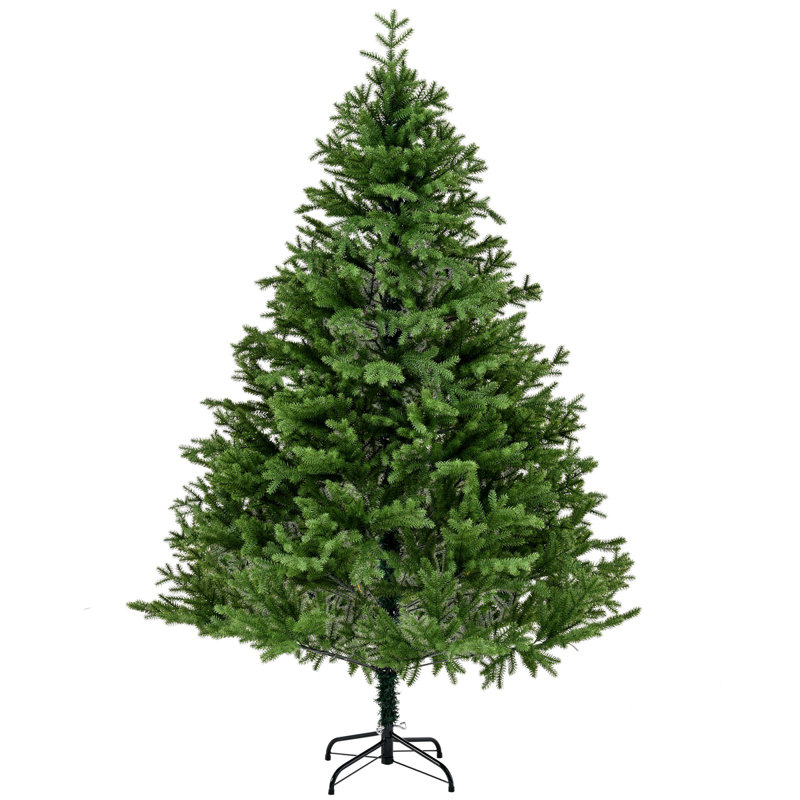 Arbre de Noël en épinette de qualité supérieure 7 pi avec branches articulées non éclairées avec base en métal pliable