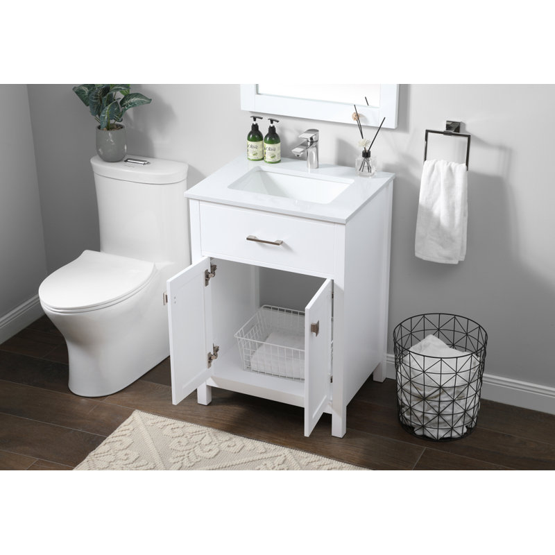 Harrison 24 " W Freestanding Standard 1 Single Vanity Bathroom Vanity With Engineered Marble Top, White
