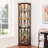 Corner Lighted Curio Cabinet Corner Glass Cabinet Lighted Curio Cabinet Corner Display Case For Living Room, Curio Cabinet, Antique Collection, Wine,Bar Glass Storage Light Included-1226859416