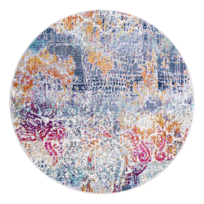 Abstract Indoor Rug, Round 3'7"