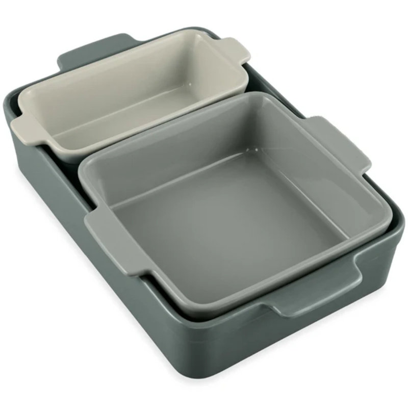 3PC Casserole Cookware Set, French Gray