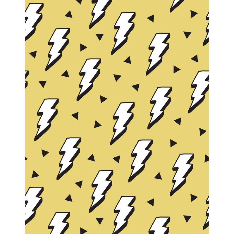 7m x 75cm Matte Childrens Lightning Bolt Wallpaper Roll, Yellow
