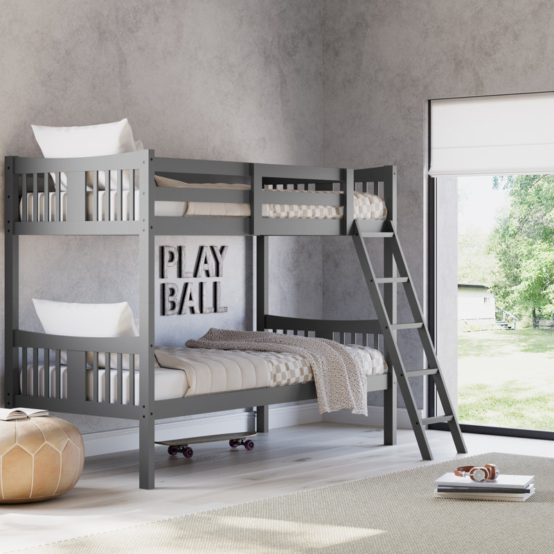 Caribou Storkcraft Solid Hardwood Twin-over-Twin Bunk Bed, Gray