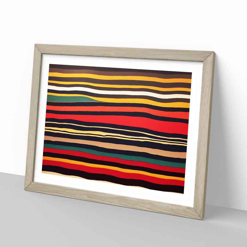 Abstract Striped Art Vol.1 - Framed Print, 46cm H x 64cm W x 2cm D, Oak