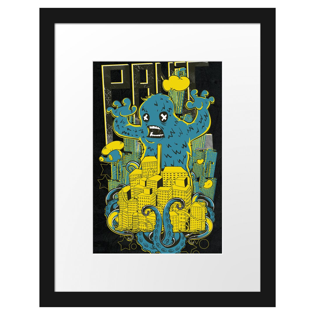 Gerahmtes Poster Panic Monster Black