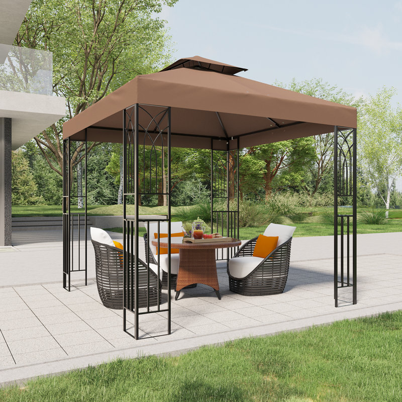 8 Ft. W x 8 Ft. D Steel Patio Gazebo, Brown