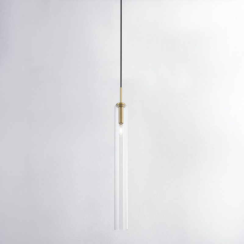 Luminaire suspendu 1 lumière Nyah, Laiton vieilli, H 32,25 po x l 3 po x P 3 po