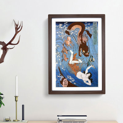 Tamatori Escaping from the Dragon King by Utagawa Kuniyoshi - Framed Print
