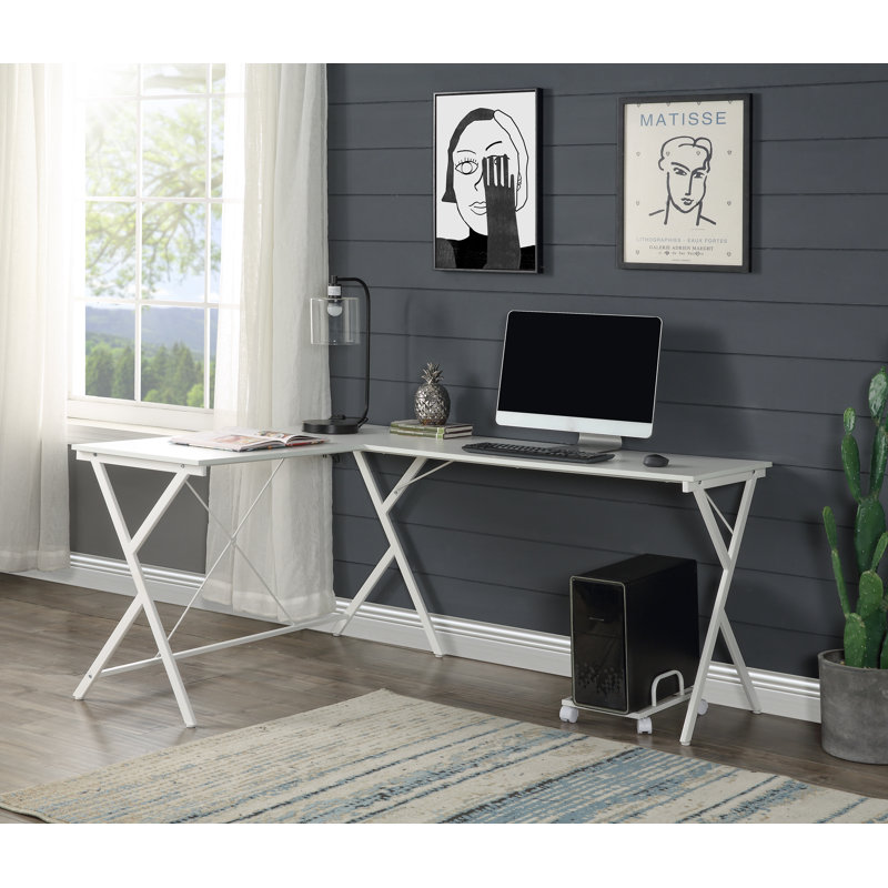 Bureau d'ordinateur Dazenus, Blanc, H 28 po x l 62 po x P 47 po