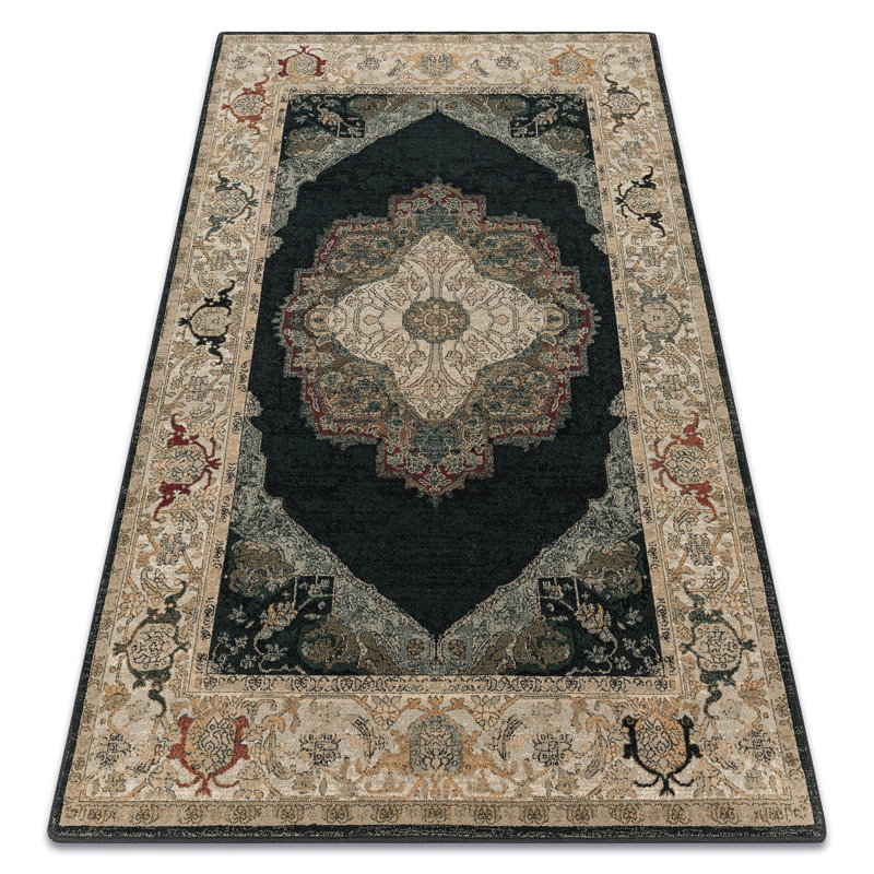 Amalfi Oriental Wool Area Rug, Beige/Green, Rectangular 170 x 235cm