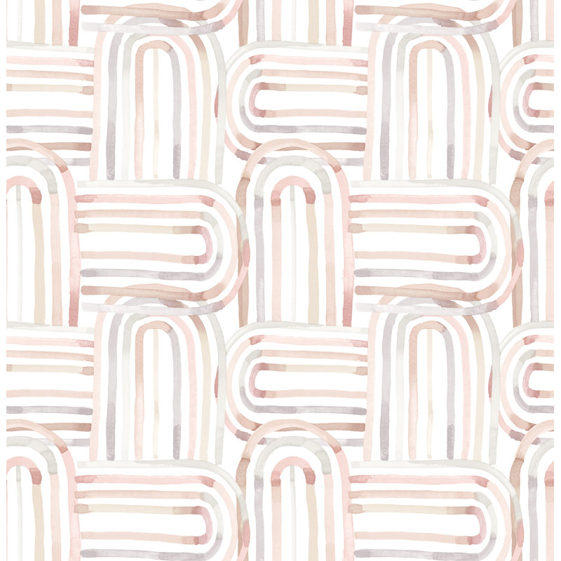 Lolly Blue Arches Wallpaper, Blush