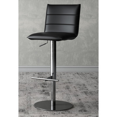 Zahra Swivel Upholstered and Faux Leather Adjustable Height Bar Stool