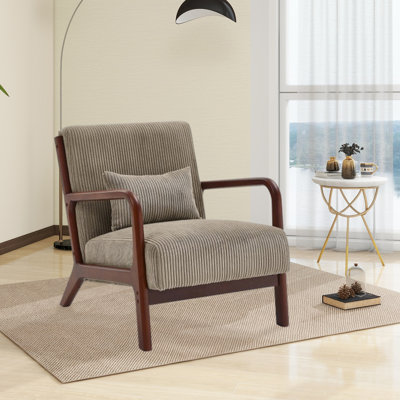 Accent Chair, Mid-century Modern Armchair With Solid Wood Frame,armchair With An Extra Pillow For Living Room, Bedroom by George Oliver