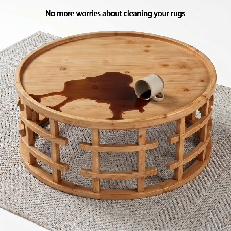 Kayann 31.5“ Solid Wood Coffee Table with Tray Tabletop
