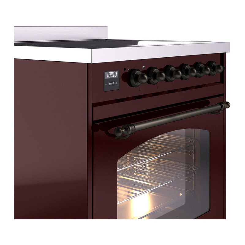 ILVE Nostalgie II 30 in Induction Range, Burgundy/Bronze