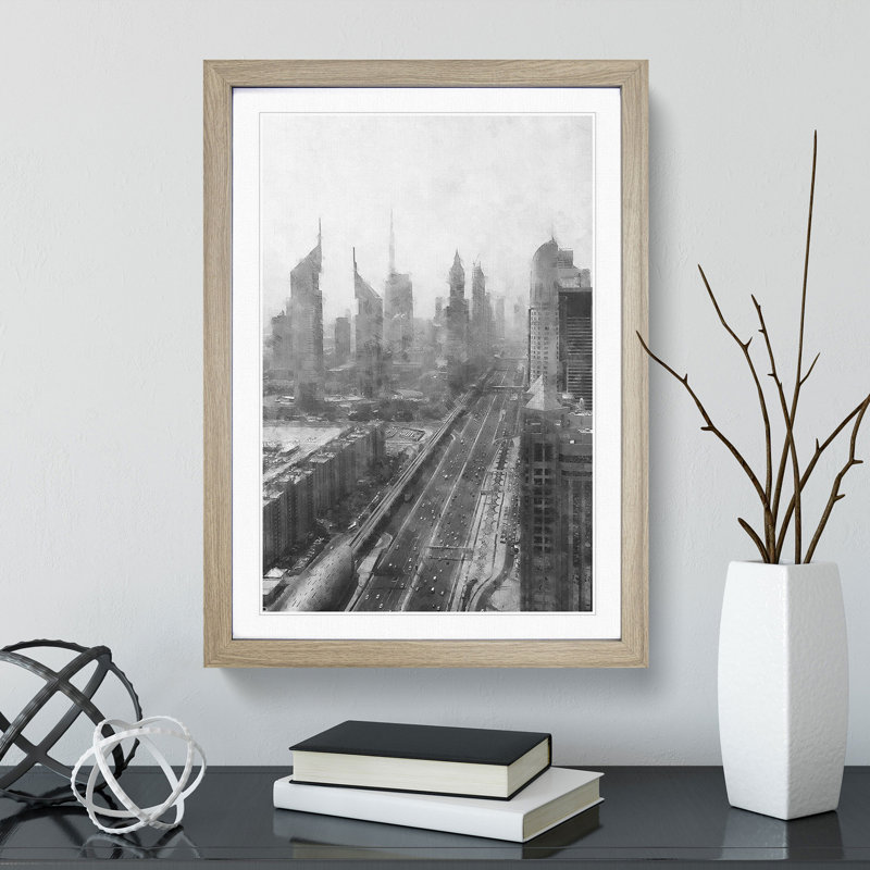 Dubai Skyline Vol.1 - Picture Frame Painting, 36cm H x 27cm W x 2cm D, Oak Framed
