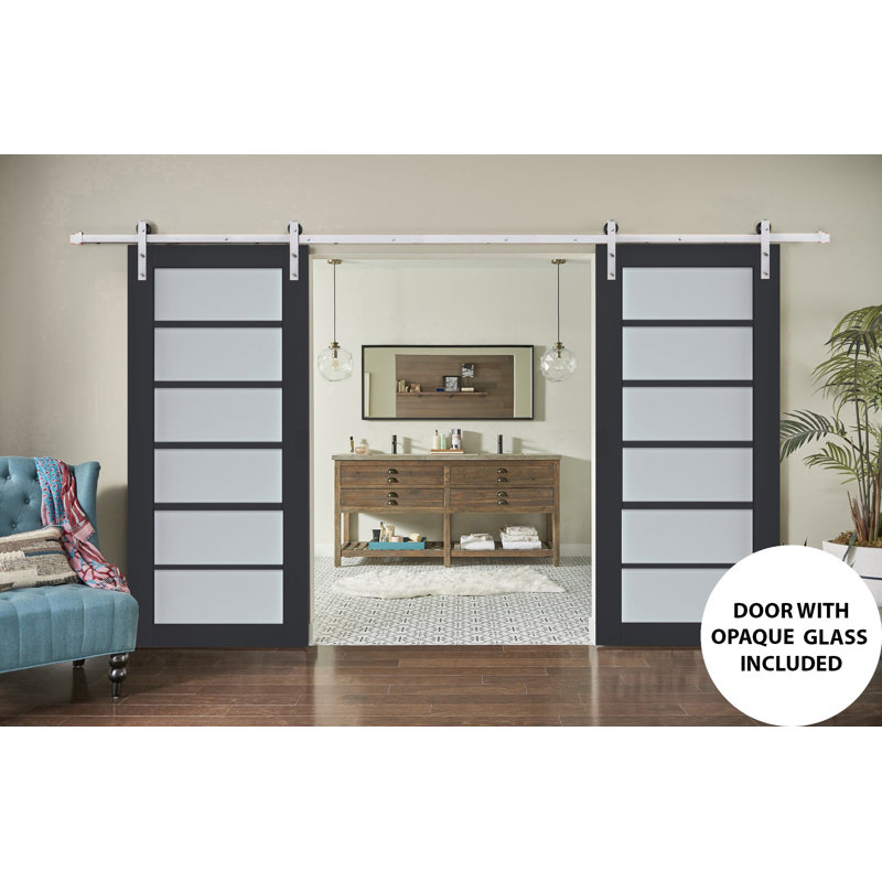 Portes de grange en bois givré Veregio, 79,5 po x 17 po, Antracite
