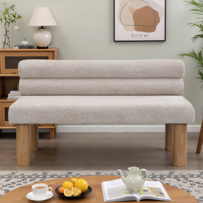 51.5" W Upholstered Dining Bench with Solid Wood Leg