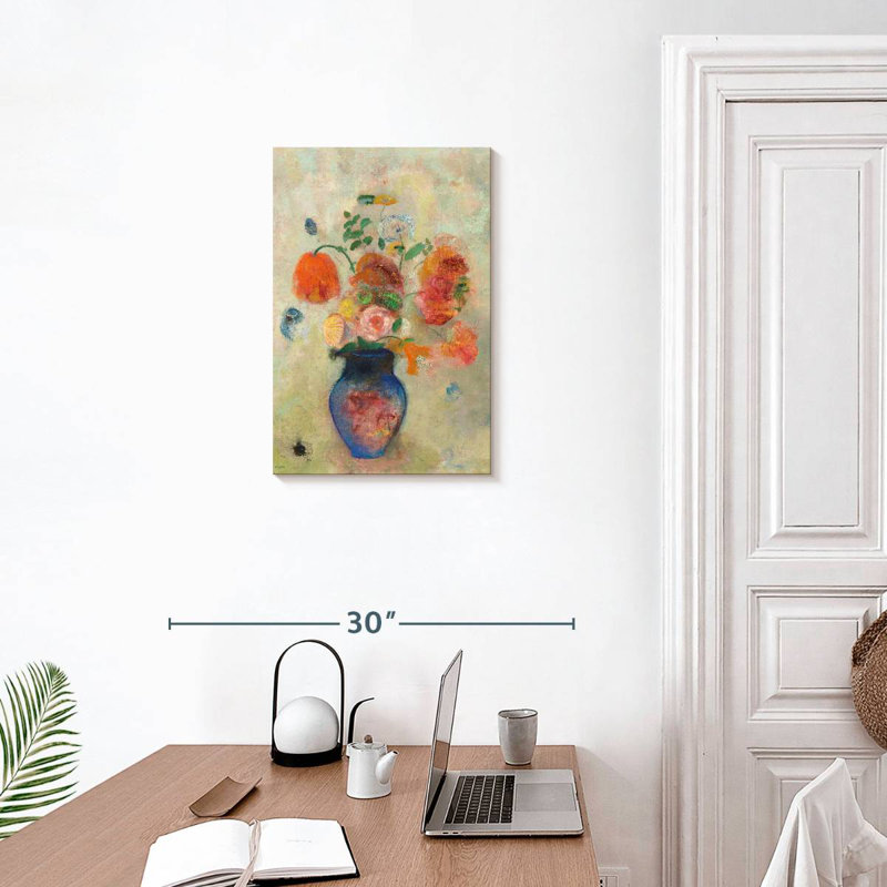 Grand vase Harnek avec fleurs 1912, H 24 po x l 16 po