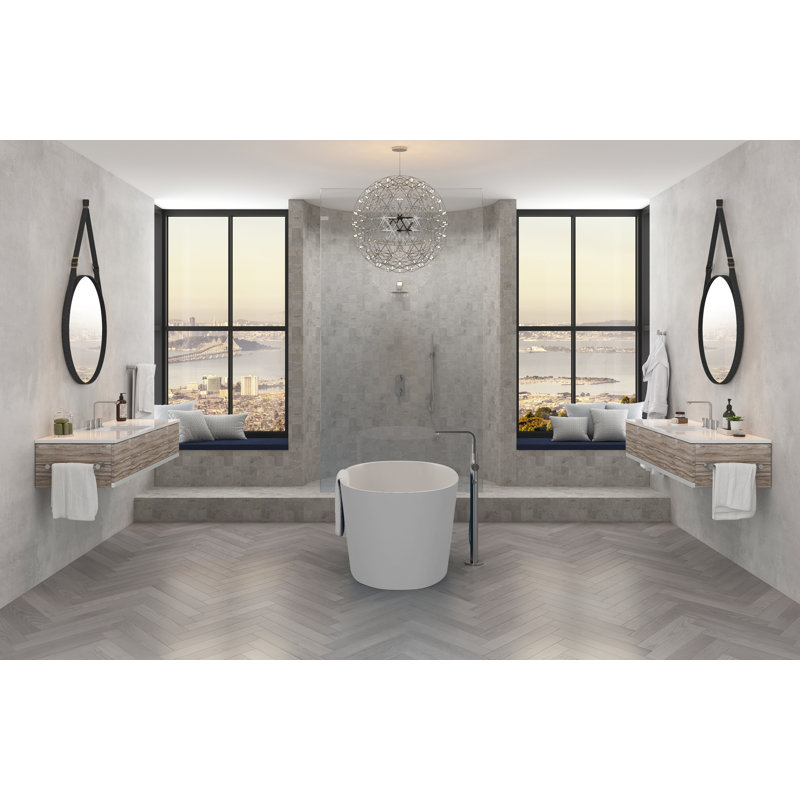 Ios 60" x 60" Freestanding Soaking Bathtub, Englishcast White