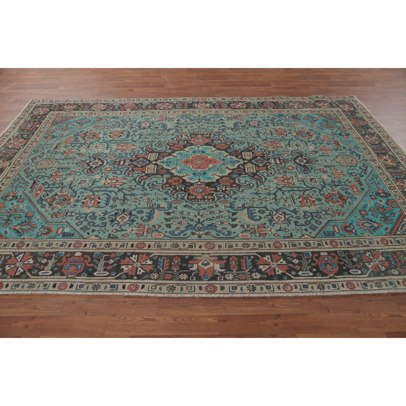 Tapis bleu rétro 6x9