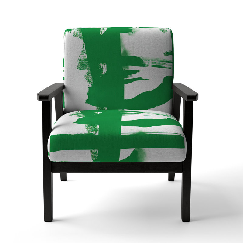 Crossing Paths I - Upholstered Modern Accent Arm Chair, Green/White Polyester Blend